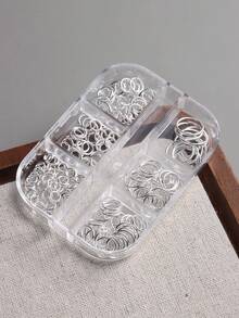 6/12pcs Grid Gold & Silver Nail Art Accessories Open Rings Connector Single Rings Metal Rings DIY Jewelry Making Materials For Bracelet, Necklace, Beading, Pendant Nail Supplies Nails Nail Charms - Multicolor - View 12