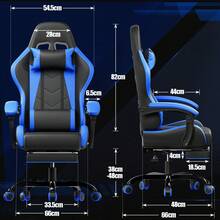 Gaming Chair - Ergonomic Office Chair With Lumbar Support, Headrest, And Massage Cushions, Adjustable Recliner For Gaming And Work, Supports Up To 150kg - Perfect For Office And ESports. - Màu xanh lam - Xem 5