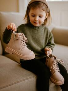 1 Pair New Fashionable Light-Colored Children/Kids Boots, Casual & Stylish Unisex Sneakers Suitable For Princess Dresses, Casual Wear, All Seasons