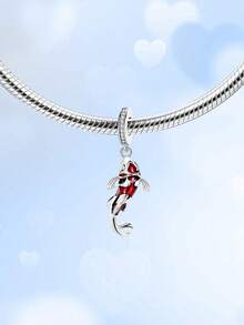 1 件镀银吊坠，鲫鱼钻石红吊坠，变色龙蓝吊坠球适合手链 DIY 女士珠宝手工礼物 - 銀色 - 查看 3