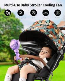 GOTOTO Baby Stroller Fan, Rechargeable Portable Fan With 2000 MAh Battery Operated,3 Wind Speed,360-Degree Rotation,Ultra-Low Noise Level, Mini Fan For Your Baby - Purple - View 2