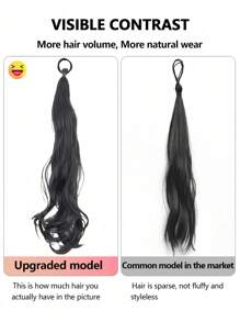 1pc Synthetic Hair Extension Bundled In Twisted Style, Length Around 20inch, Suitable For Daily Wear, Black - Black - View 7