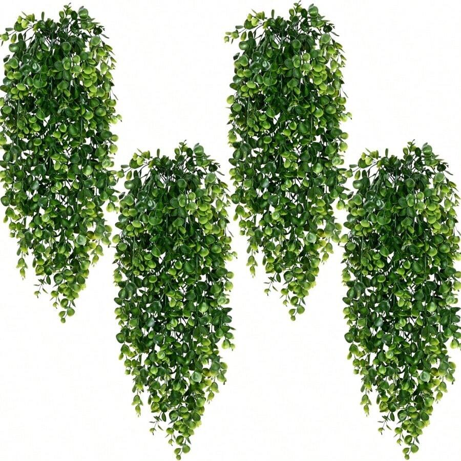 4Pcs Fake Hanging Plants Fake Plants Fake Vines Artificial Decor For Indoor Outdoor Party Wall Porch Wedding Decoration - màu xanh lá - Xem 1