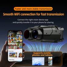 HD Mini Night Vision Device With Wi-Fi For Transmitting Video And Photos To Smartphones, 4k Video Recording Resolution, Up To 64 Million Pixels, Up To 28x Zoom With Manual Rotation, 3600mAh Battery That Is Replaceable And Removable, Battery Life Of Up To 8 Hours, And Capable Of Night Vision Shooting In Low Light