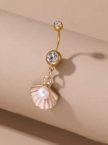 1pc Women's Rhinestone Seashell Heart Butterfly Navel Ring, Sexy Sweet Body Jewelry - Multicolor - View 15
