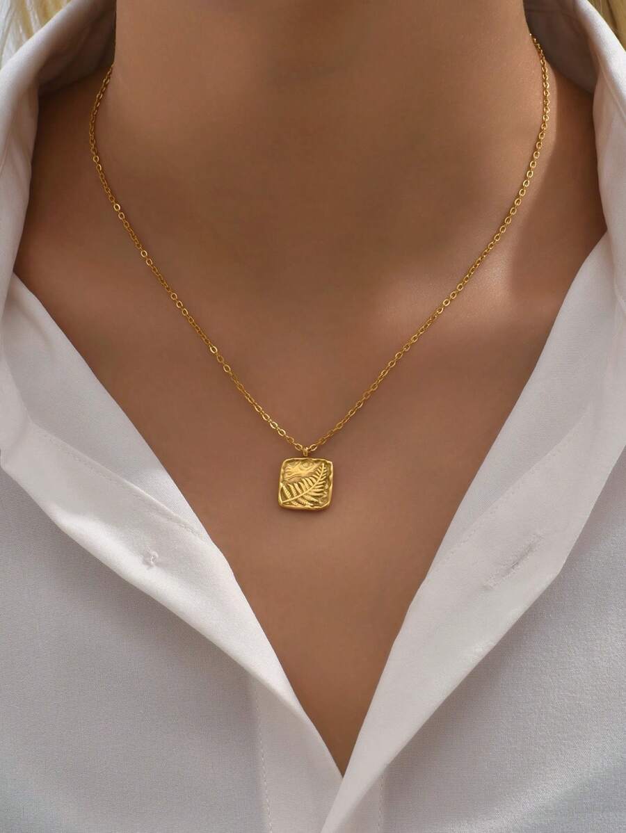 18K Gold Plated 1pc Simple Floral Pattern Stainless Steel Lily Flower Necklace, Gift For Women, Best Friend Gifts, Happy Holidays