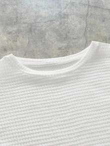 男士夏季纯色华夫格字母拼接背心 - 白色 - 查看 3