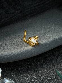 20G Dangle Nose Ring L Shaped Dangling Nose Stud For Women Stainless Steel Nose Ring Studs CZ Flower Dangle Nose Rings Hoops Nose Piercing Jewelry