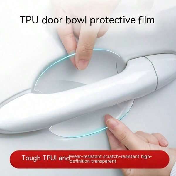 8pcs Car Door Handle Bowl Scratch Protective Stickers, Universal Invisible Cars Sticker Car Handle Anti-Collision Protection Strip TPU Material