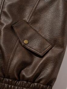 جاكيت جلد PU من نوع العملة القديمة للرجال ، خريف وشتاء