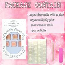 Press On Toenails With Designs Acrylic Fake Nails For Toe Artificial False Nails With Charms Glue On Toe Nails For Spring Summer Stick On Toenails For Women Girls JZ034 - 彩色 - 查看 4