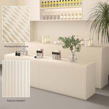 Soporte de exhibición plegable de papel con estantes, para exposición, muestras, cosméticos, bolsos, zapatos, uso comercial - Blanco - Ver 5