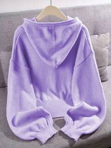 Women's Loose Hooded Cardigan - Comfortable Button Front Design, Casual Knit Sweater For Autumn/Winter