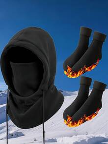 3 Stück/4 Stück Winter Mütze, Halswärmer, Handschuhe & Socken Set, geeignet für Outdoor-Sport, Skifahren, Radfahren Herbstoutfits
