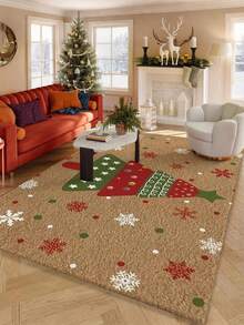 1pc 10mm Thick Colorful Snowflake & Christmas Tree Pattern Outdoor Doormat, Made Of Coconut Fiber, Durable, Stain-Resistant, Easy To Clean, TPR Anti-Slip Bottom, Machine Made, Rectangular, Suitable For Outdoor Entrance, Villa, Garden Use - Multicolor - View 12