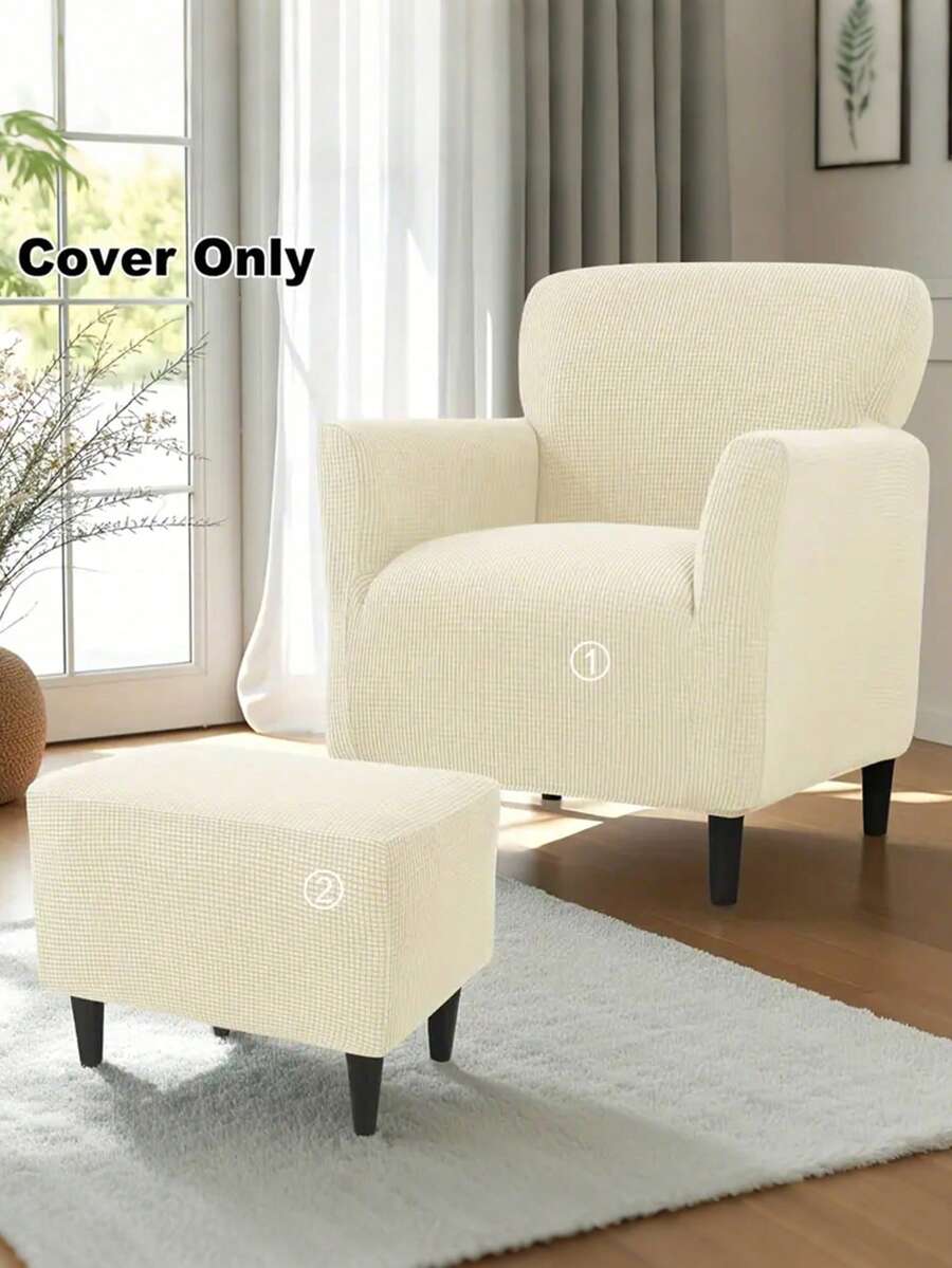1set Club Chair Cover Stretch Armchair Slipcover Polar FleeceTub Sofa Covers Footstool Cover For Living Room Furniture Protector