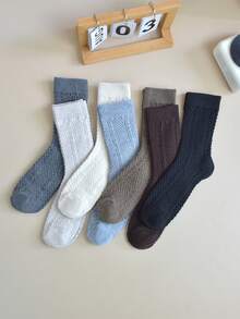 1 par/3 pares de calcetines de mujer de unicolor de punto de cable hasta la pantorrilla, para otoño/invierno