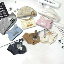 （仅含娃娃衣服）适用于17厘米/10厘米Labobo娃娃的可爱背带裤套装，LBB普通体型/海星体型娃娃衣服，夏季背心吊带帽背心套装，可更换