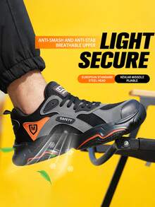 Dian Sen Christmas Gift Lightweight Steel Toe Safety Shoes, Men's Work & Sports Shoes, Easy To Wear Work Safety Boots, Breathable Sports Work Shoes, Men's Boots, Work Safety Shoes, Men's Safety Boots, Anti-Smash Work Shoes - New Black Insole - View 4