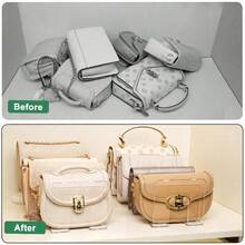 2pcs Transparent Acrylic Bag Storage Organizer With Dividers | 4-Tier Space-Saving Closet Cabinet Organizer | Multi-Layer Handbag Display Rack For Party, Birthday, Wedding Decor | Back To School Essentials & Gift Idea For Women, Friends - Clear - View 4