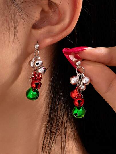 1 Pair Christmas Series Colorful Bell Creative Earrings, Women's Christmas Gift Jewelry, Jingle Bell Earrings Suitable For Parent-Child Wear