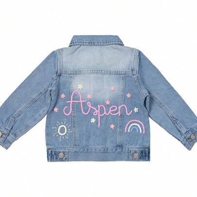 Personalized Girls With Name, Custom Embroidered Jean Jackets Toddlers, Birthday Gifts Girl
