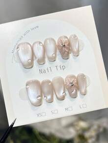 10 chiếc móng tay thủ công, móng tay quan tài, móng tay bấm, móng tay ngắn vừa, móng tay màu sâm panh thanh lịch, họa tiết hình giọt nước vẽ tay, hoa anh đào chạm nổi 3D, khảm ngọc trai, đầu móng tay cao cấp tôn dáng, móng tay thủ công sang trọng, thanh lịch, hiện đại, - Rượu sâm banh - Xem 2