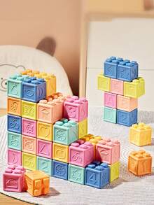 1st/8pcs Soft Rubber Building Blocks: Material Toys For Infants And Young Children To Bite, Baby Silicone, Gum Toys, Hand Gripping Balls, Gripping Training, Early Childhood Education Toys, Party Gifts, Birthday Gifts - Multicolor - View 3