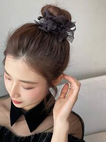 1个优雅时尚发髻固定发夹，蝴蝶结装饰发饰，适合日常佩戴和派对，爪夹，发爪，发夹，发卡，发夹，发饰，秋季时尚，蝴蝶结，可爱，头部饰品，发卡 - 黑色 - 查看 7