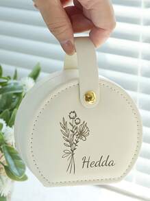 1pc Custom Jewelry Box Custom Name Personalized Travel Jewelry Box Custom Name And Birth Flower Jewelry Box Small Square Earring Storage Box With Handle Bridesmaid Wedding Gift Box For Sisters And Friends