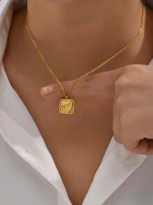 18K Gold Plated 1pc Simple Floral Pattern Stainless Steel Lily Flower Necklace, Gift For Women, Best Friend Gifts, Happy Holidays