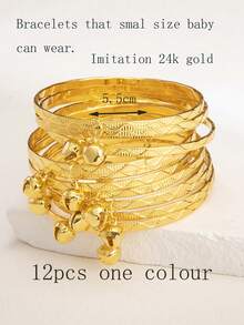 12pcs Girls & Teens Jingle Bell Bracelets, Suitable For Daily Wear - one-size - View 24