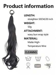 1pc Synthetic Hair Extension Bundled In Twisted Style, Length Around 20inch, Suitable For Daily Wear, Black - Black - View 3