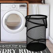 1 Giỏ đựng quần áo bẩn hình trụ bằng lưới, kích thước lớn, đựng được nhiều đồ, thích hợp cho phòng ngủ, phòng tắm, ban công, lý tưởng cho các bà nội trợ và gia đình - Nhiều màu - Xem 3