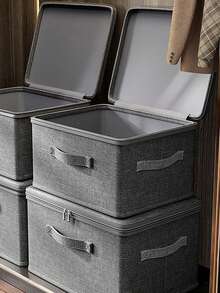 Foldable Storage Box With Zipper Lid, Handled Storage Cube Basket For Closet Clothes Organization - Multicolor - View 3