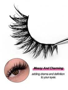 Rikuaild 7 Pairs Wet Look Manga Lash Wispy Curl Lashes Black Band Fake Lash Fairy Cat False Lashes Spiky Tips Dramatic Fake Eyelashes Strip Lashes, Lashes, Eyelashes, Fake Lashes - 漫畫款濕睫毛 - 查看 4