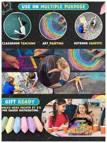 Paquete familiar de tiza lavable para niños | 15/20/36 barras por cubeta | Fórmula sin polvo para uso en exteriores, juego creativo de garabatos