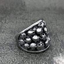 European And American Fashion Personalized Multi-Ghost Head Stainless Steel Ring, Unisex US Size Ring, 1pc Halloween Gift Suitable For Boyfriend, Friend, Couples, Couple Wear - Ring - View 6