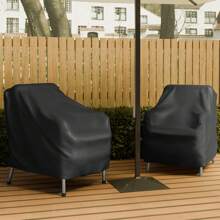 Outdoor Furniture Covers Waterproof Chair Covers,Patio Furniture Covers Waterproof, Basics Outdoor Patio Chair Cover Waterproof, Anti-UV Outdoor Chair Covers, Durable Outdoor Furniture Cover, Set Of 2, Black