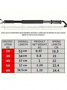 Thanh tập tạ chuyên nghiệp 50kg/40kg/30kg/20kg - Thiết bị tập luyện cho cơ ngực, vai, ngực, bụng, cẳng tay và cánh tay, Máy tập sức mạnh lò xo, Dây kháng lực, Quà tặng cho nam giới - Nhiều màu - Xem 7