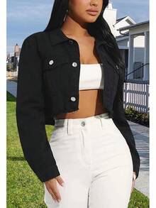 Cropped Jean Women Long Sleeve Classic Casual Crop Top Jackets Coat
