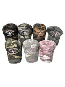 1 件复古美国可爱迷彩十字刺绣棒球帽，情侣街头时尚迷彩帽，适合所有比赛，做旧软冠 Snapback，嘻哈弧形帽檐帽 - 彩色 - 查看 10