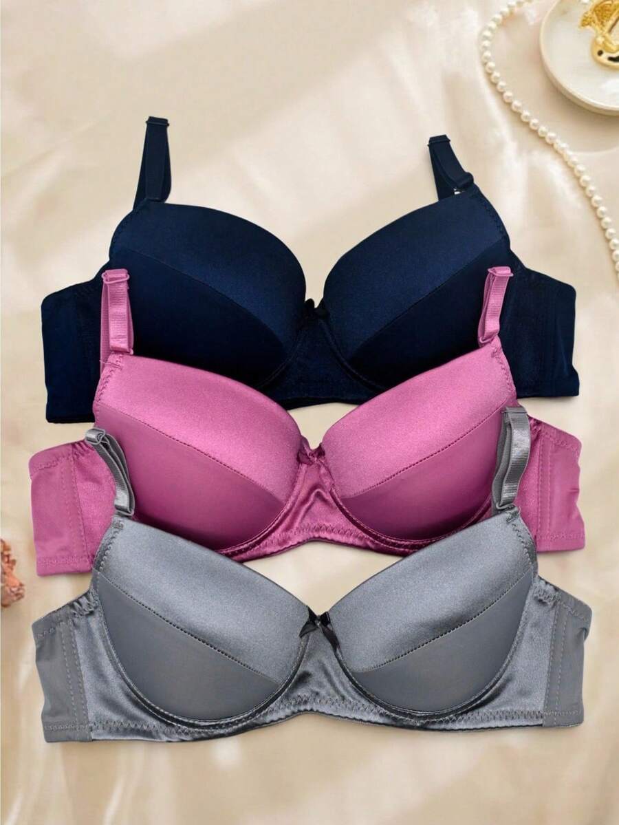 RITA SENSUAL Plain Bra (3 Pieces) - 黑色 - 查看 1