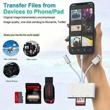 Leitor de cartão de câmera 5 em 1, leitor universal plug-and-play, slot para cartão SD/TF/USB 3.0/Tipo C/Lightning OTG, adaptador USB para câmera multiarmazenamento compatível com /iPad/Android