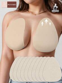 3/5 Pares de Sutiãs Invisíveis Sem Costura com Efeito Push-Up Plus Size, Elevação do Busto, Adequado para Tamanhos B-E, Sutiãs Adesivos Sem Alças e Sem Costas, Adequado para Vestidos de Casamento e Festa