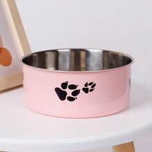 Supet 1入組卡通爪印寵物碗,適用於小/中型犬,不銹鋼防滑碗,適用於室內戶外 - 粉色 - 查看 14