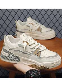 Plus Size Men's Fashionable Streetwear Low-Top Skate Shoes, Comfortable Non-Slip Lace-Up Casual Sneakers, Suitable For Outdoor Activities 2000s Style Valentine's Day Ideas