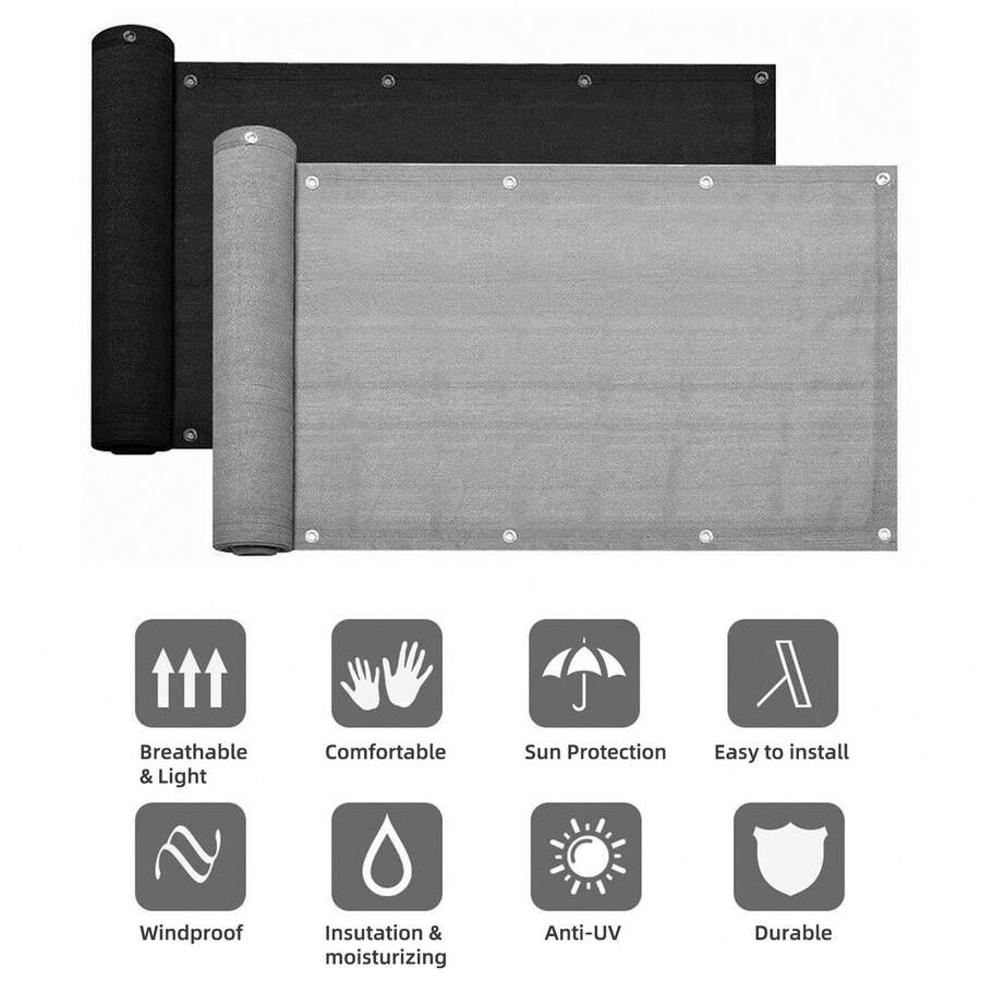 5M Privacy Garden Fence Panel Cover Balcony UV Protection Shade Screen - Grey - View 1