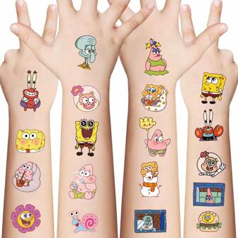  1pc/5pcs/10pcs Cartoon SpongeBob SquarePants Cute Party Decoration Stickers Very Suitable For Festivals, Fans, Schools, And Gift Giving,School Supplies,Back Back To School Supplies Halloween Gift Supplies Christmas Gifts