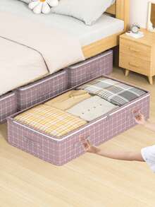 1pc Ransparent Bed Bottom Storage Bag, Large Capacity Practical Design Household Storage Bag, Dustproof And Moisture-Proof Flat Storage Box, Children's Room Toy Organizing Box, Breathable Fabric, Zipper Design, Suitable For Storing Blankets, Jackets, Shoes, Toys And Books - Pink - View 5